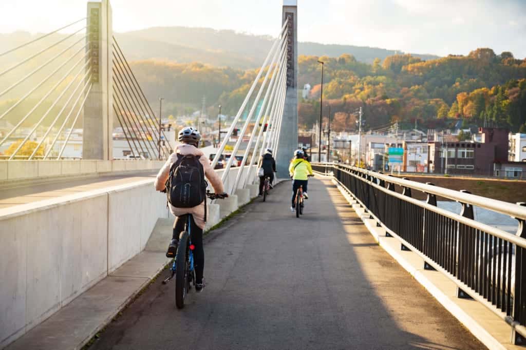 Riding across the Chikuma River