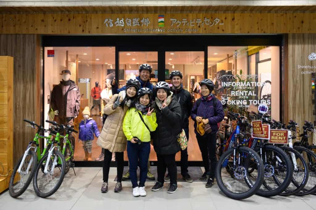 Group photo of cycling tour group