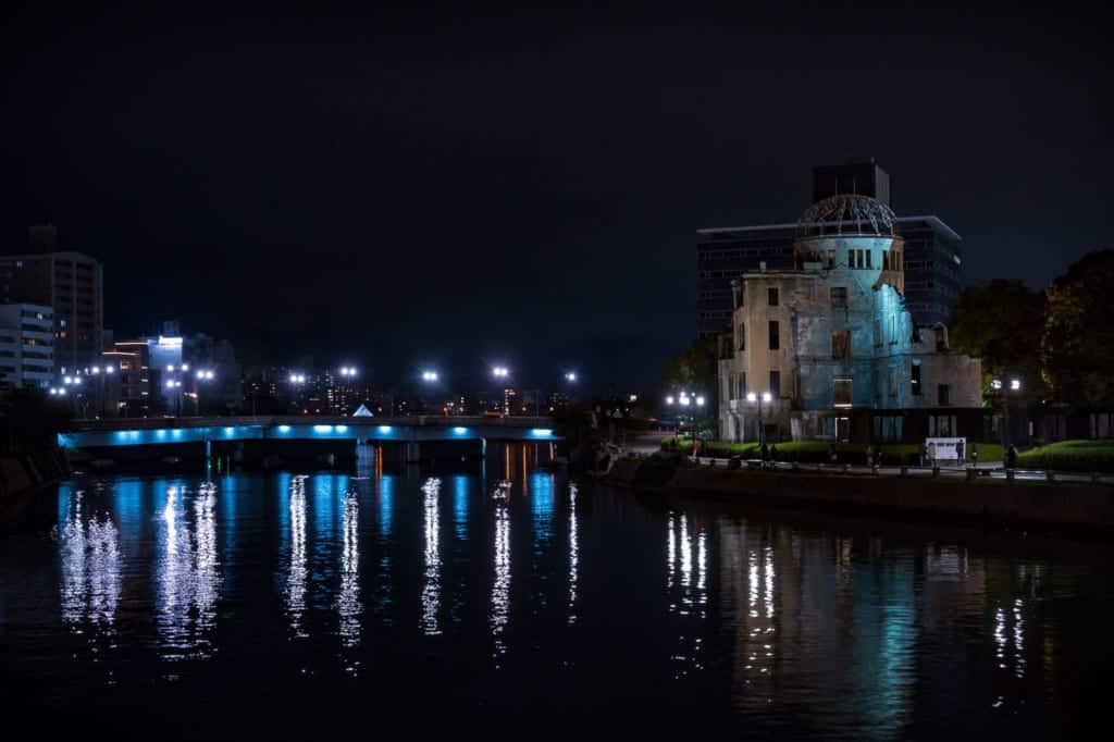 Atomic Bomb dome at night