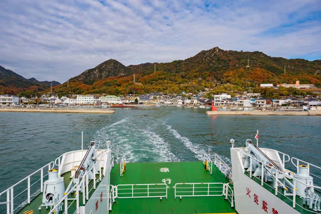 Riding the ferry to Okunoshima, Rabbit Island