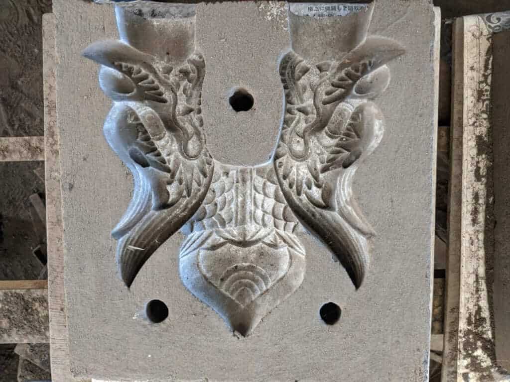A Mold for a Draong's Head on a Bell at Kotabe Foundry