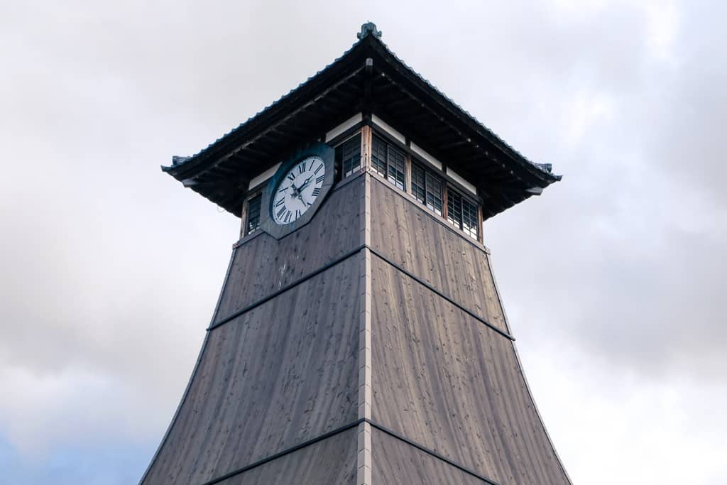 Traditional Japanese Shinkoro Clock Tower (辰鼓櫓) in Izushi Castle Town, Japan