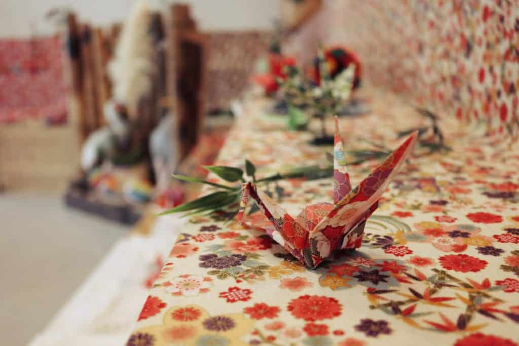 Origami cranes in Izumi, Kagoshima, Japan