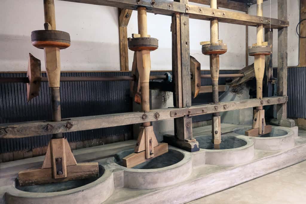 Wooden machines for making Kurotani washi paper in Kyoto Prefecture