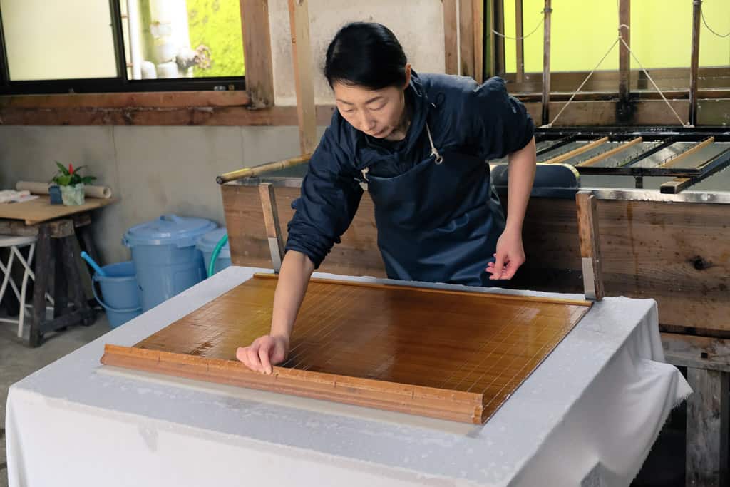 making kurotani washi paper in Kyoto prefecture, Japan