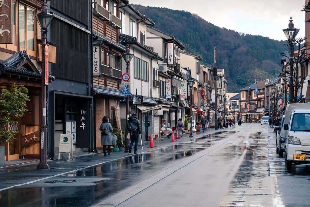 street of kinosaki onsen, one of Japan's top hot spring towns