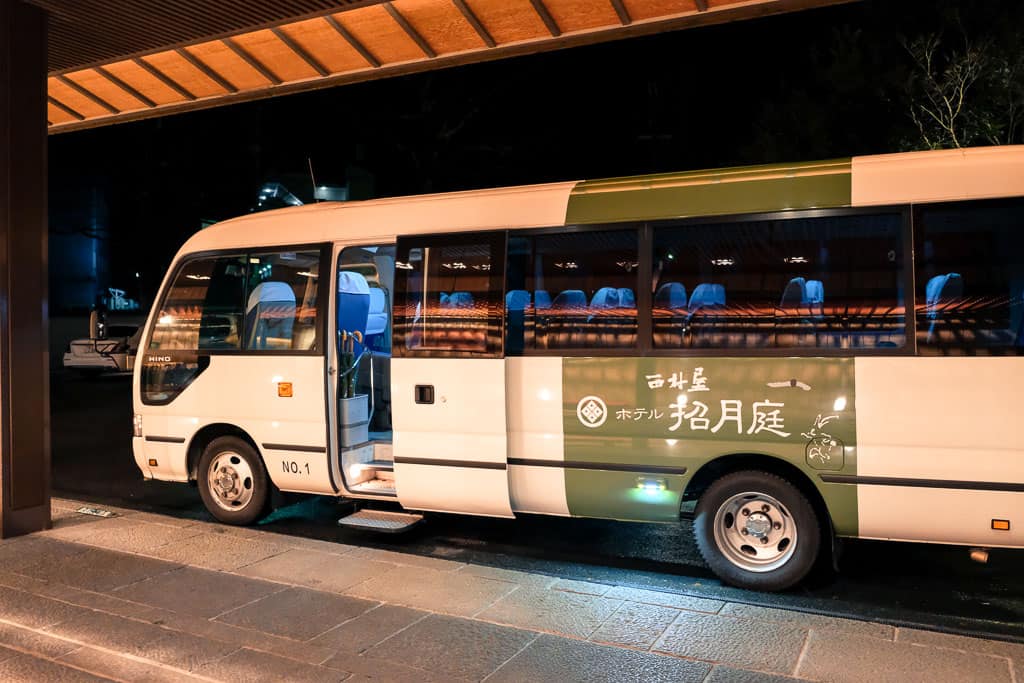shuttle bus to the hot spring onsen hop in Kinosaki Onsen in Japan