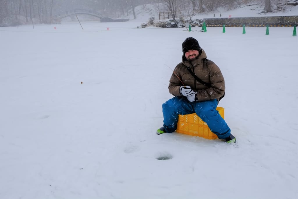 Wakasagi fishing at Onuma park
