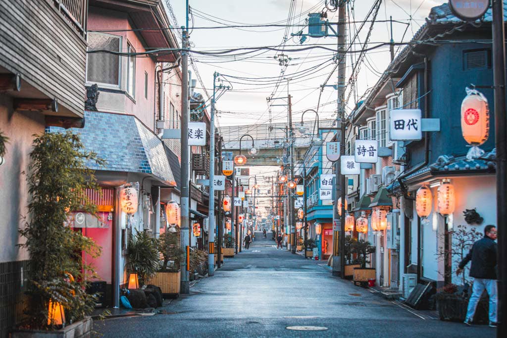 General view in Tobita Shinchi. Shinsekai, Osaka