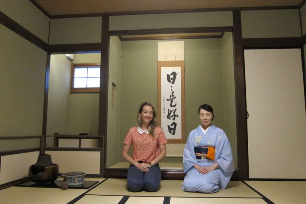 Mika and I, in the traditional tea ceremony room at Shizukokoro school