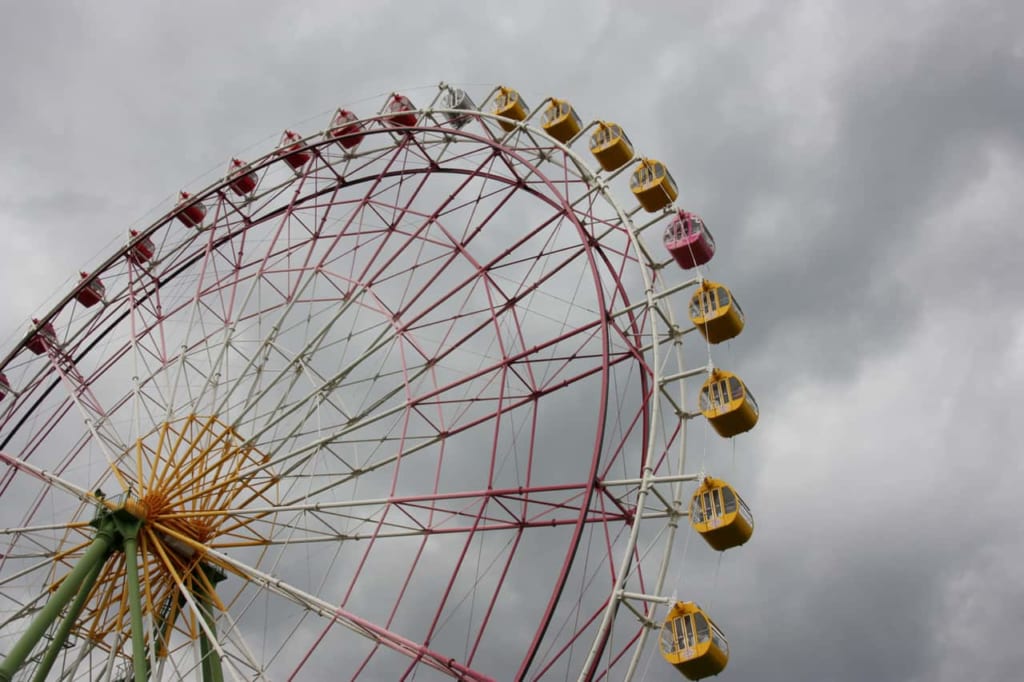 Ferris Wheel over a cloudy sky