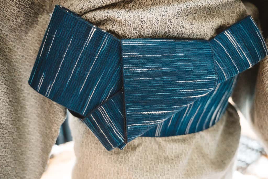 the bow tied on a men's obi