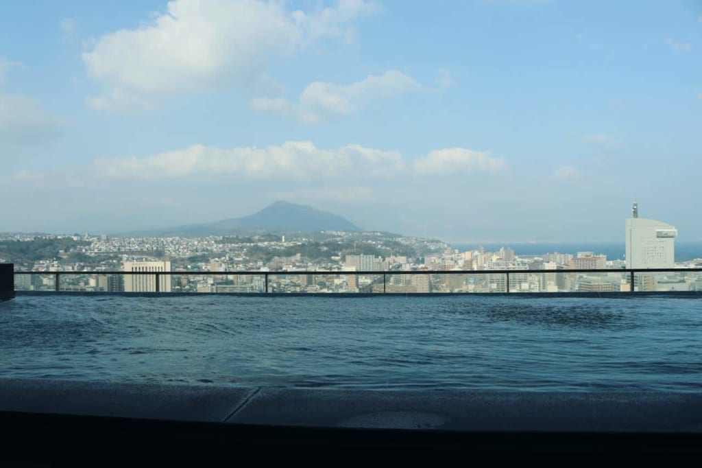 Exterior Onsen at the City Spa Tenku in Oita, Japan