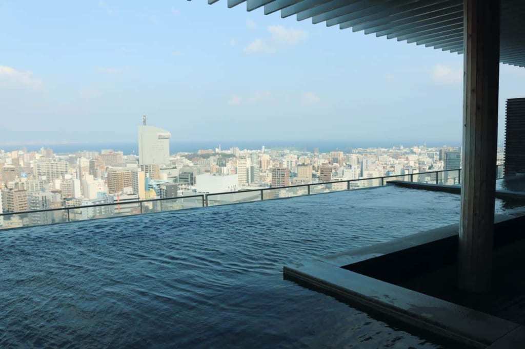 Exterior Onsen at the City Spa Tenku in Oita, Japan