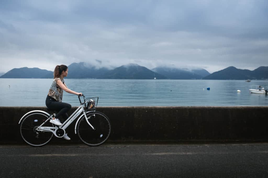 shimanami kaido, a bicycle path along the islands in Japan