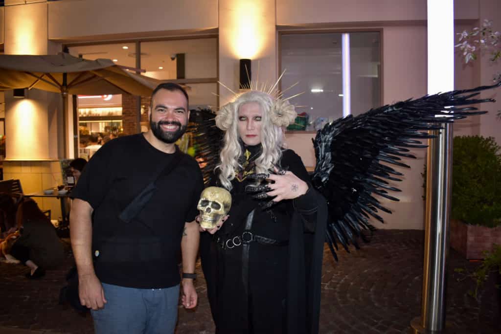 Jonathan with Halloween witch