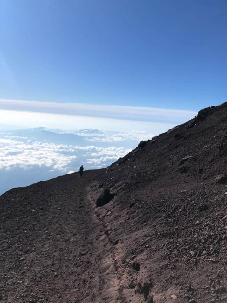The trail leading down along Yoshida Trail on Mt Fuji