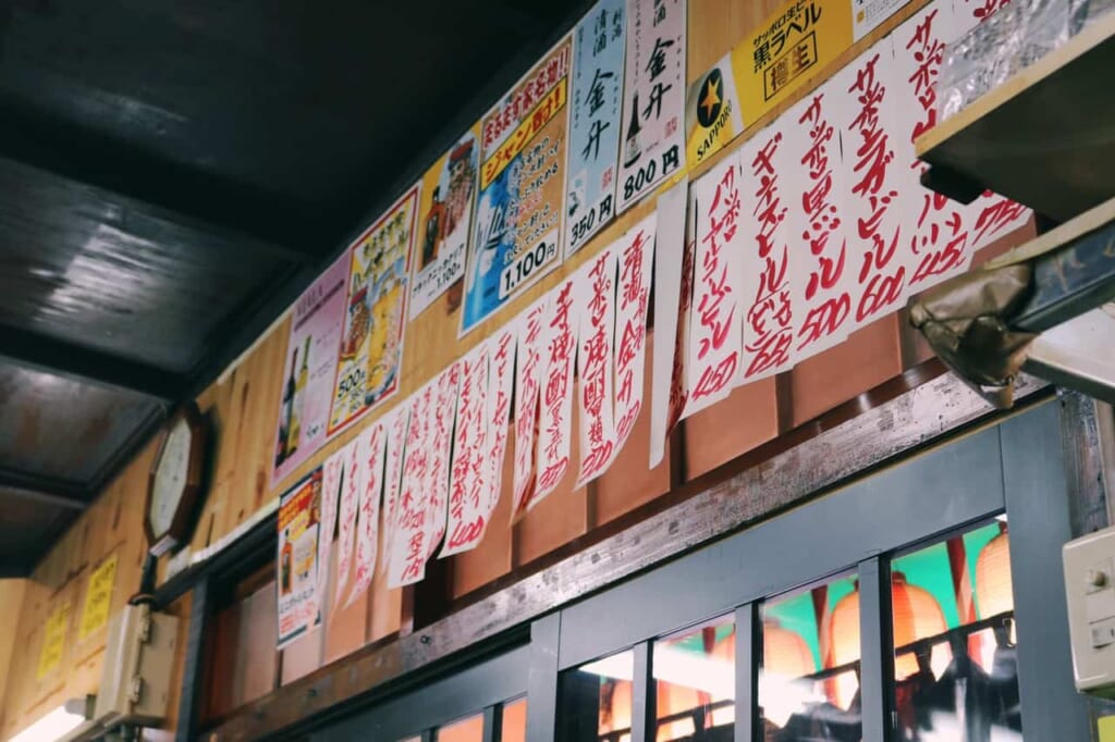 All the menu hanged from the walls inside the izakaya