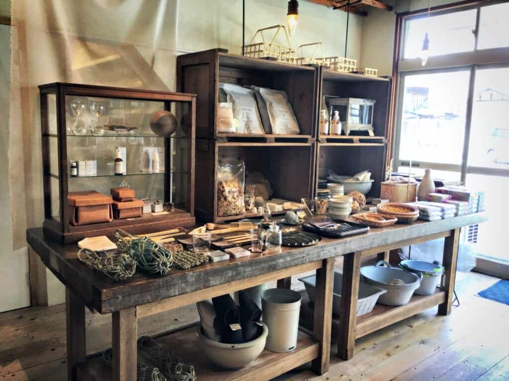 Inside a crafts shop in Beppu