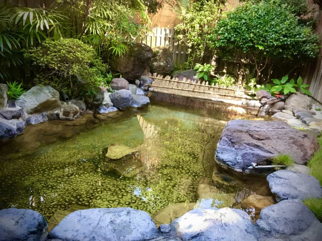 Open-air onsen bath in a ryokan