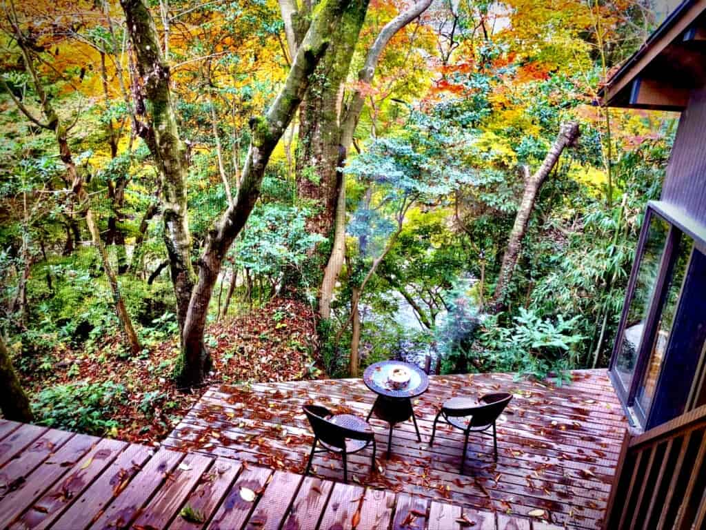 Sennomori Fukuro terrace with autumn foliage