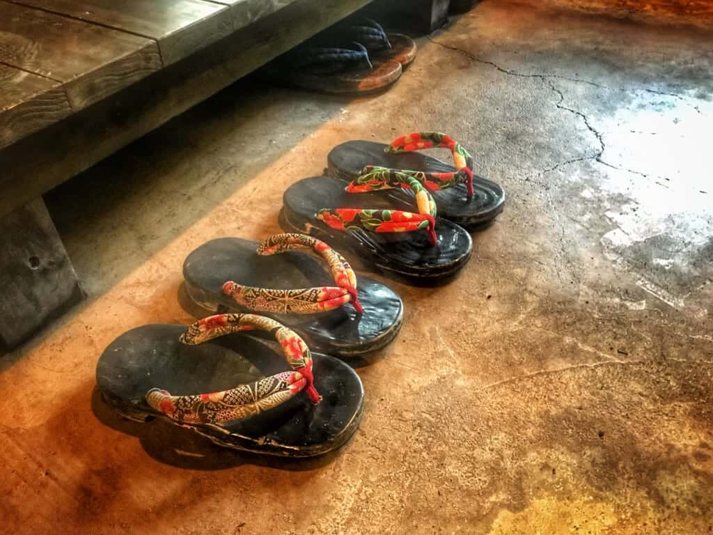 Sennomori genkan sandals in traditional ryokan