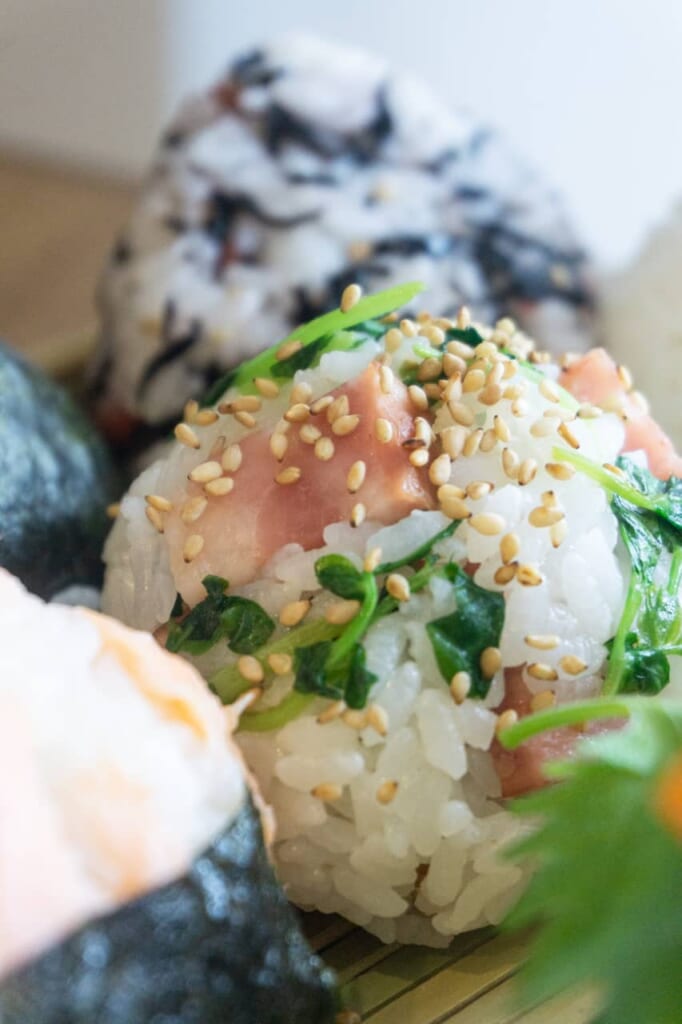 A mixed food onigiri