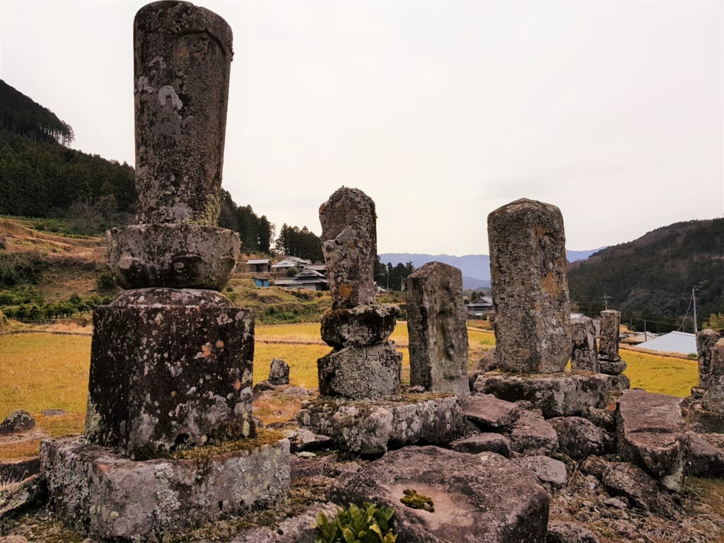 Japanese cemeteries in the countryside.
