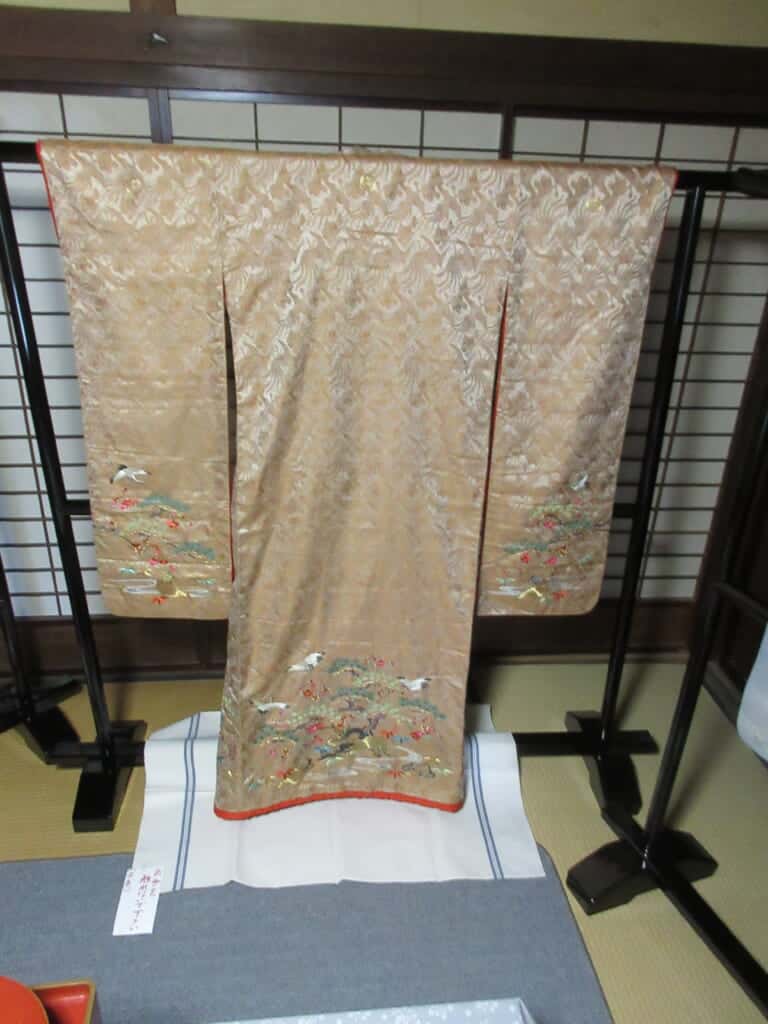 The wedding uchikake of Shida-san's grandmother in Shida-tei house