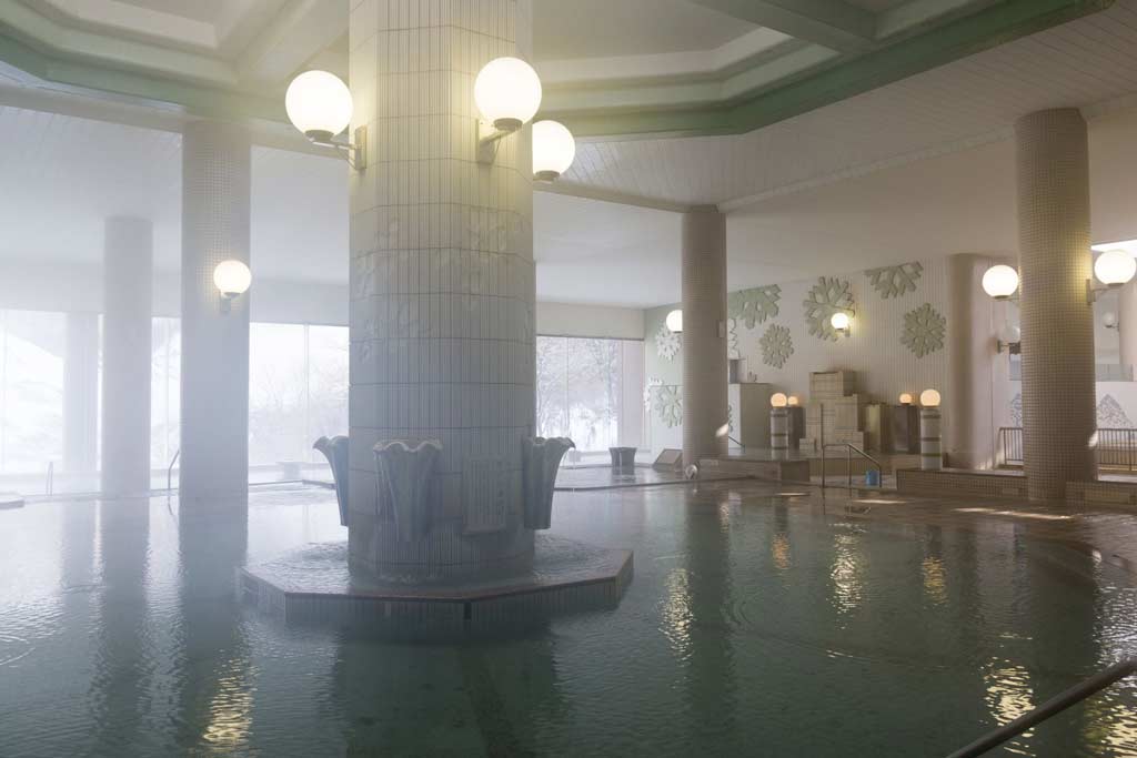 One of the several hot springs at Dai Ichi Takimotokan in Noboribetsu Onsen