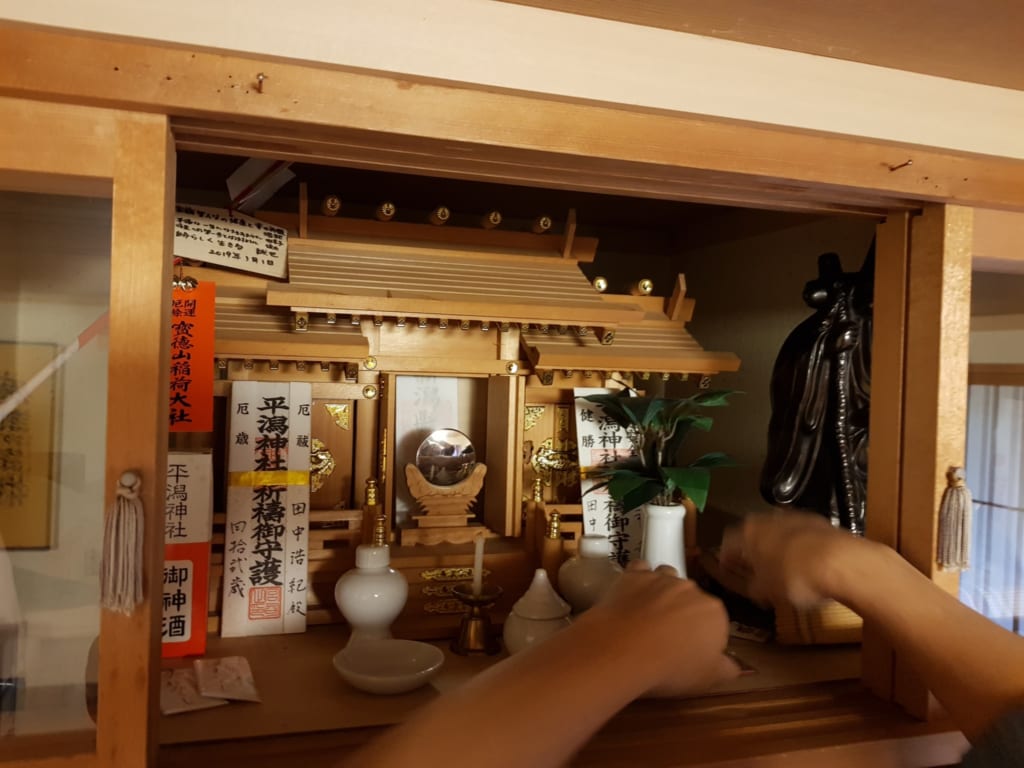 Kamidana, a miniature household Shinto altar.