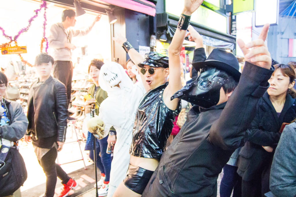 Hard gay and pest doctor lookalikes partying in Shibuya