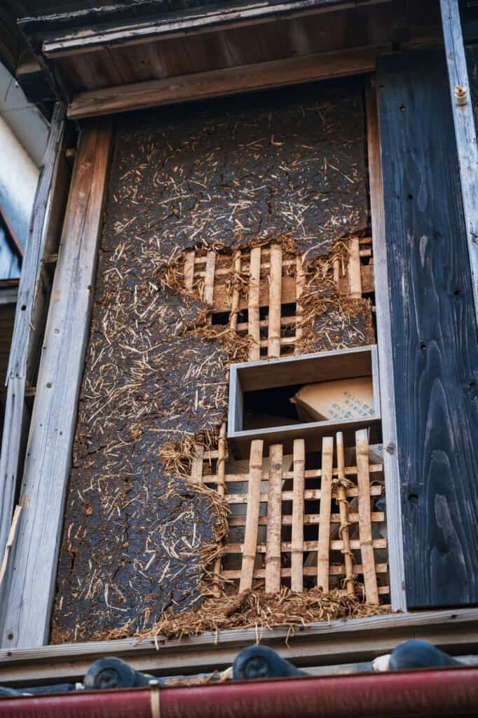 Detail of construction work on 100 year old traditional japanese house on traditional Japanese house over 100 years old on Ojika Island