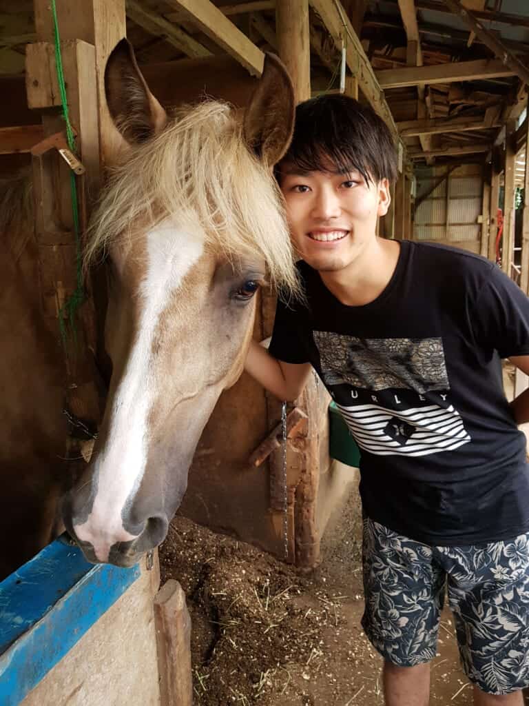Becoming friends with horses in Japan.