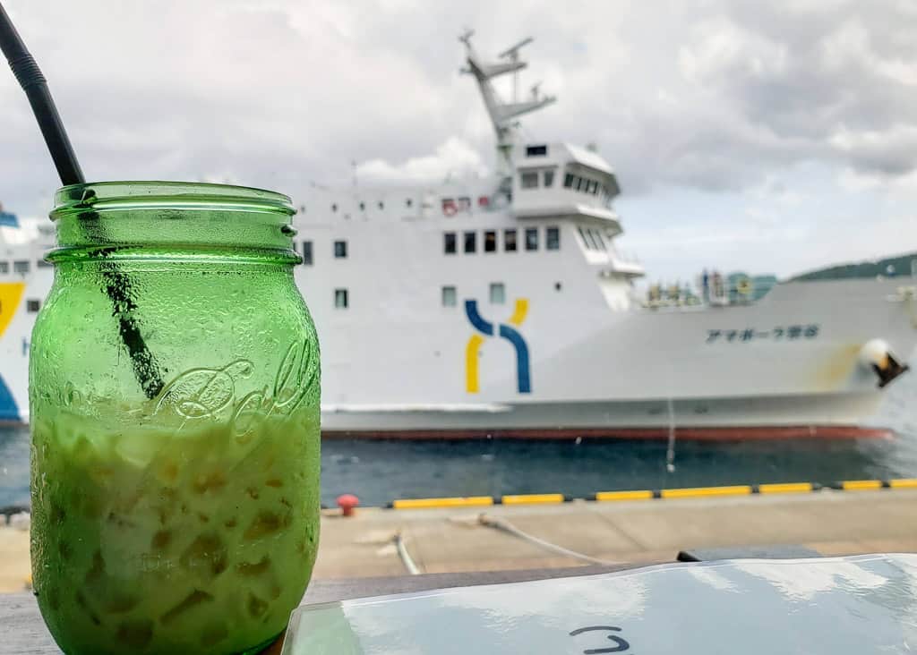 View of ferry from Rishiri Island, Hokkaido