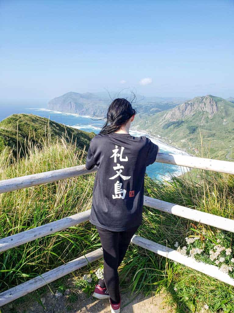 Looking over Ocean Views of Momoiwa Observatory Hiking Course on Rebun Island in Hokkaido