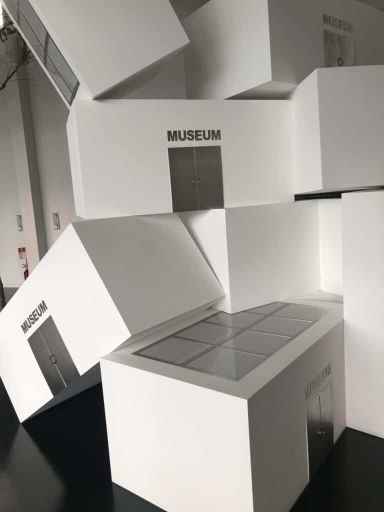 White blocks on which is written "museum", Echigo-Tsumari Satoyama Museum of Contemporary Art, 