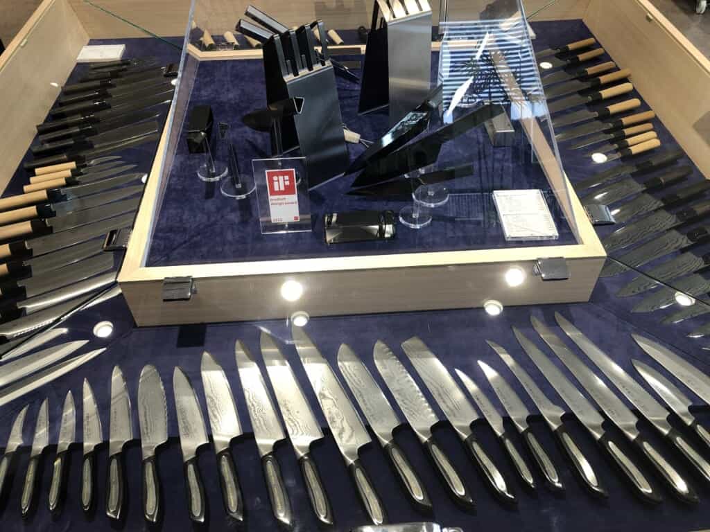 Japanese knifes displayed