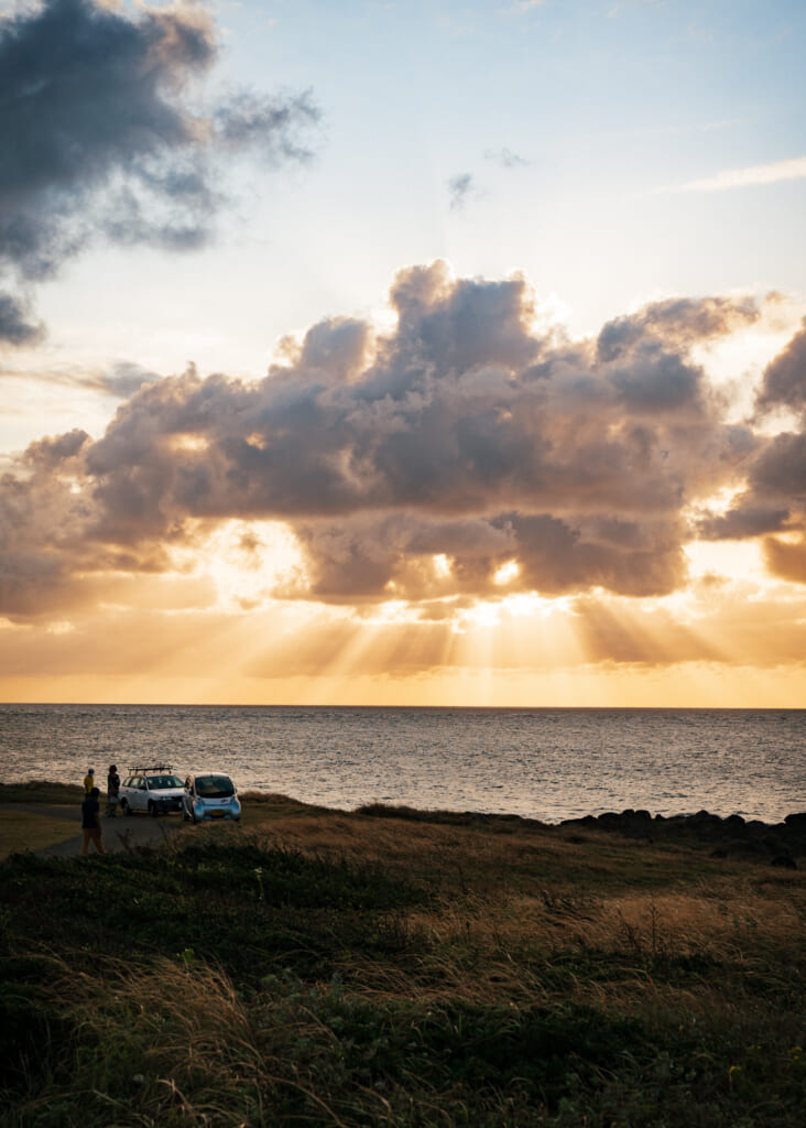 sunset over the ocean from goto islands