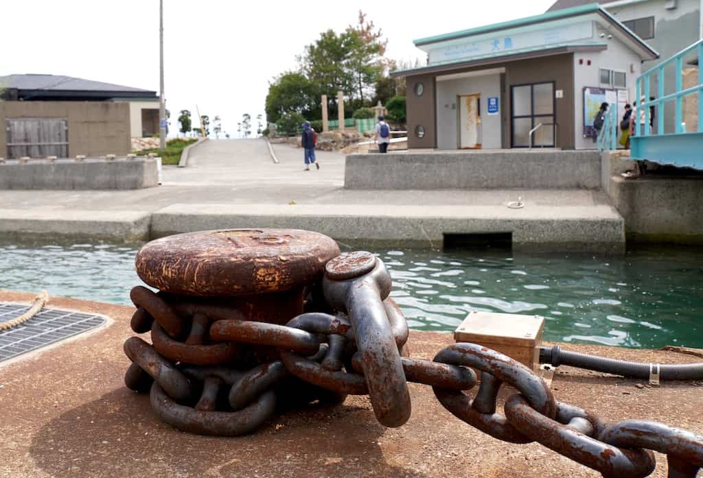 Giant chain moored to dock