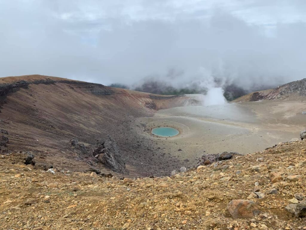 Volcanic emissions seen from the peak of Mount Meakan