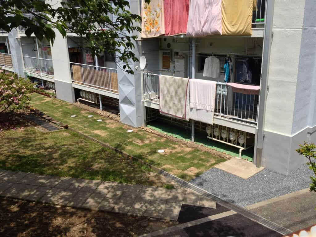 Futons drying under the sun