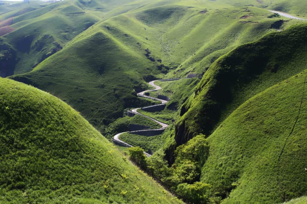 A valley in Mount Aso