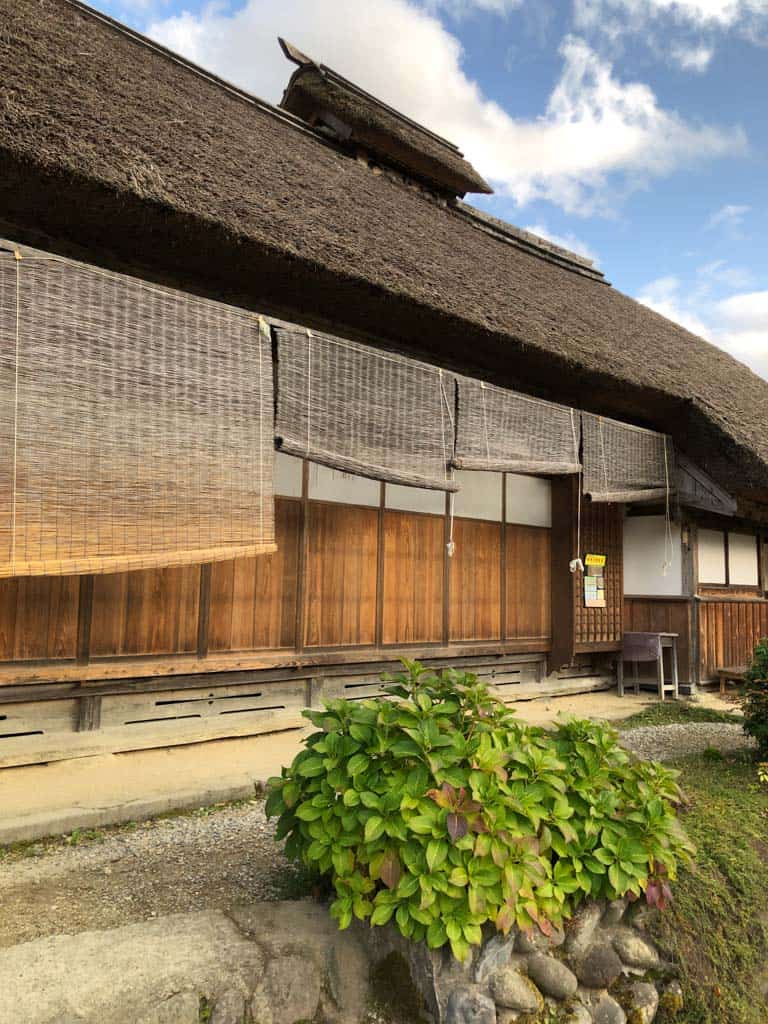 close up of thatched roof traditional houses along the Ouchi-juku post town in japan