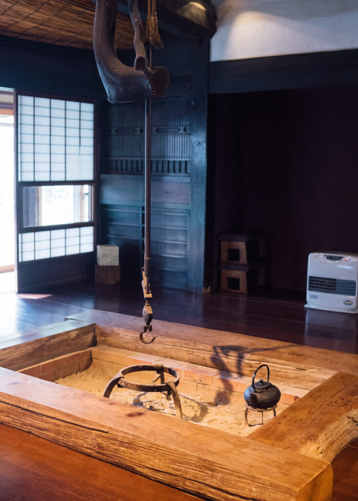 Japanese irori in traditional Japanese house