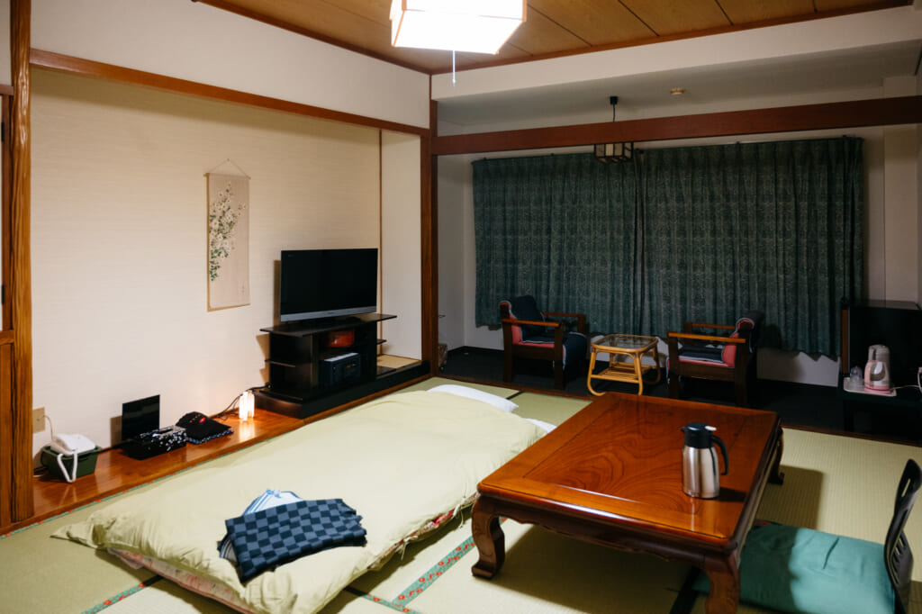traditional Japanese room in ryokan in oita prefecture, kyushu