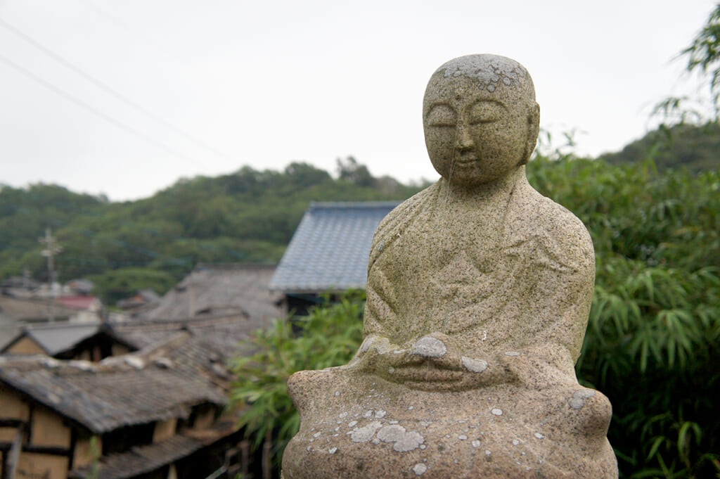 a Buddha made of stone