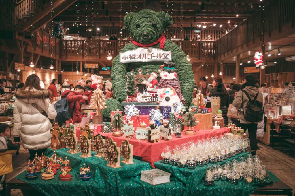 christmas decorations inside hokkaido store in japan