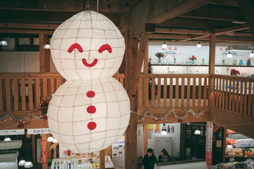 snowman latern in a shop at Otaru