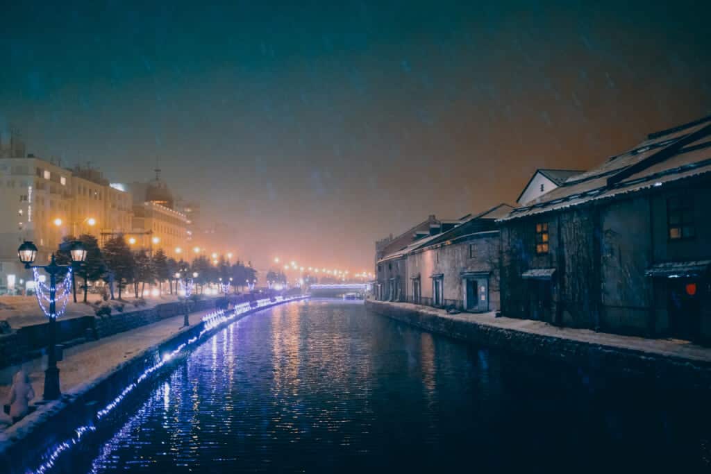Otaru Canal during the night on Christmas Eve